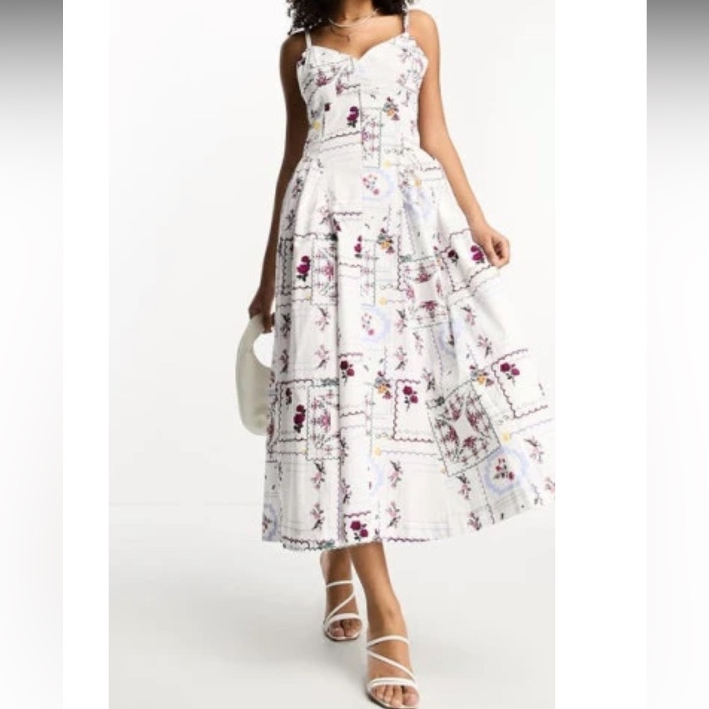 ASOS DESIGN | Floral Fit & Flare Dress in White